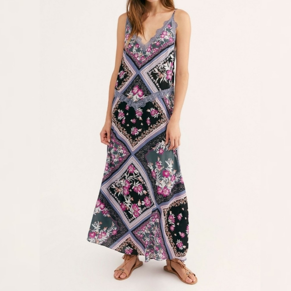 Free People Stevie Floral Lace Trim Maxi Dress
